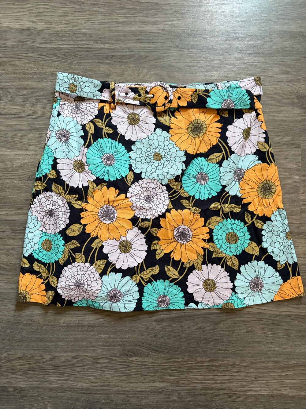 NWOT Princess Highway Black Floral Mini Skirt with Yellow & Teal Flowers